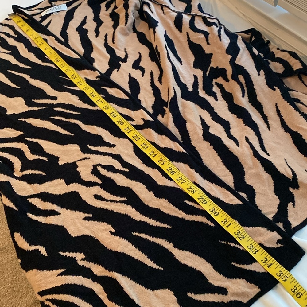 Kasper cardigan open front long sleeve side slits animal print size large - Picture 3 of 8